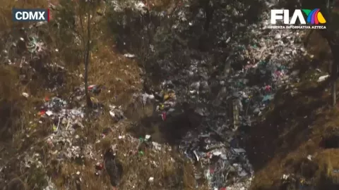 Tiradero clandestino de basura en barrancas y presas de la CDMX; cerdos cerca de kínder