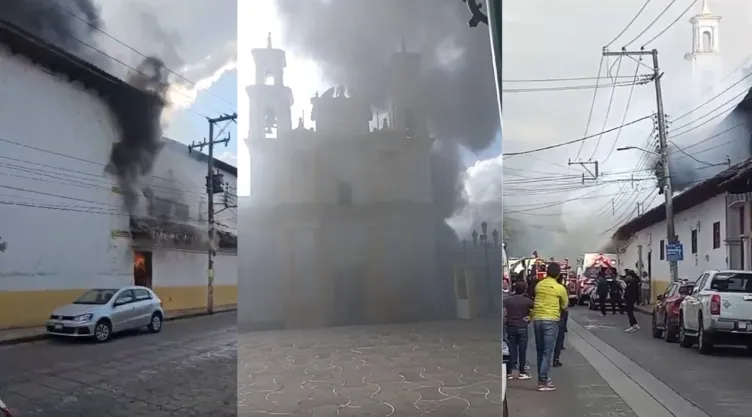 Incendio en iglesia La Merced, San Cristóbal de las Casas, Chiapas.