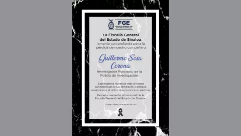Confirma FGE muerte del Comandante Sosa