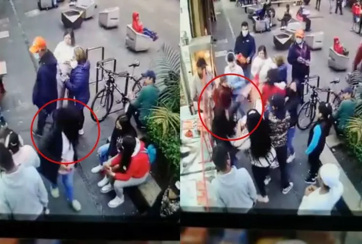 Mujer escupe y agrede a dos jóvenes por besarse en público