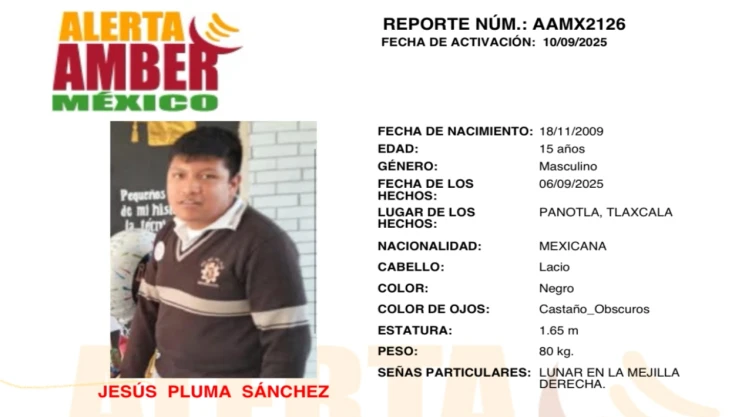 Activan Alerta Amber para Jesús Pluma desaparecido en Tlaxcala