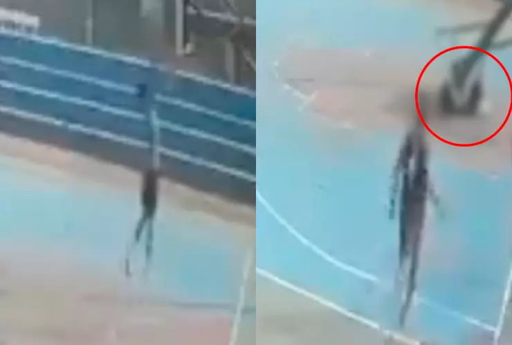 Brutal VIDEO | Adolescente muere tras ser aplastado y partido en dos por una canasta de baloncesto en un entrenamiento