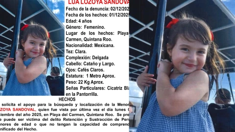 Activan Alerta AMBER: Desde hace 10 días buscan a niña de 4 años desaparecida en Playa del Carmen; esto se sabe de Lua Lozoya Sandoval