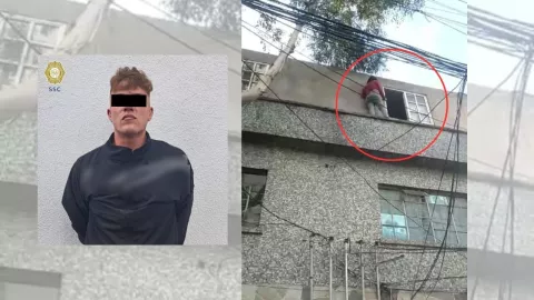CDMX: Rescatan a mujer que se escondía de su esposo en la marquesina de su casa