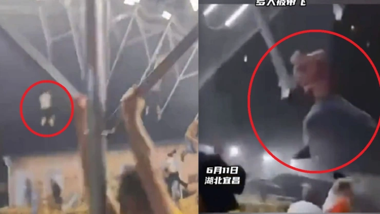 ráfagas de viento lanzan por los aires personas china