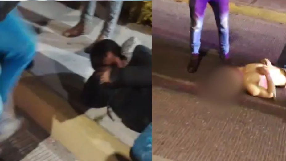 VIDEO: A golpes jóvenes frustran intento de asalto frente a Plaza Tolín en Puebla