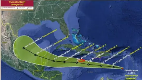 Huracán Beryl podría impactar 2 veces en México_ ¿Qué estados afectará?
