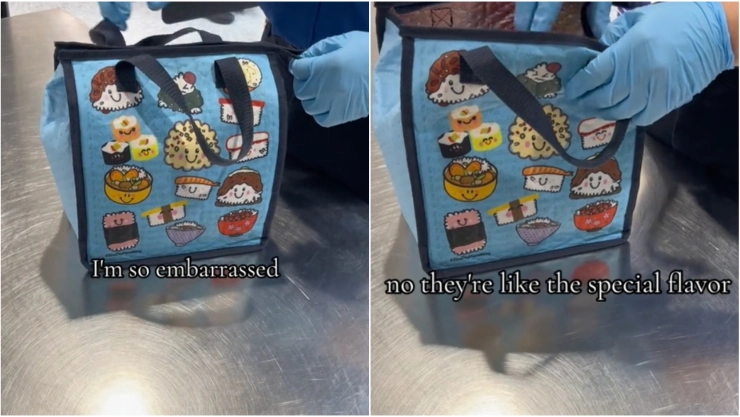 Capturas del momento en el que la TSA revisa el bolso de un pasajero