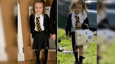 Sorprende el antes y después del primer día de clases de una niña