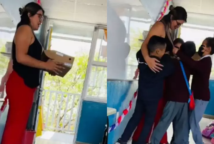 Maestra despide a su alumnos