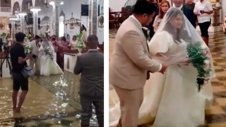 Novios se casan en Iglesia inundada en Filipinas