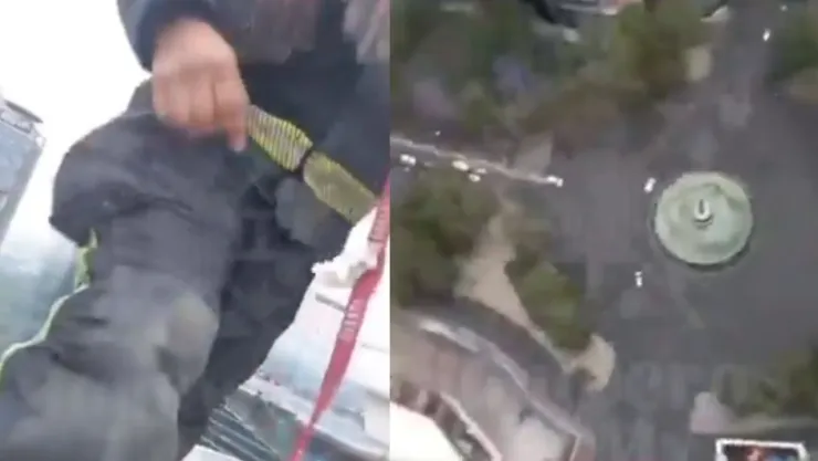 RESCATAN A TRABAJADOR ATRAPADO EN ANDAMIO