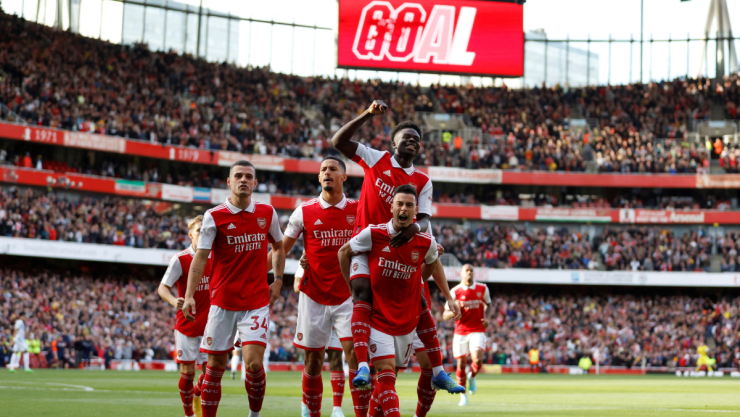Celebración de gol del Arsenal