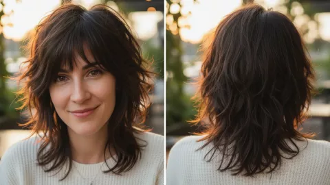 Shag o Wolf Cut - cortes de pelo que favorecen a los rostros alargados en mujeres de 30 a 40 años