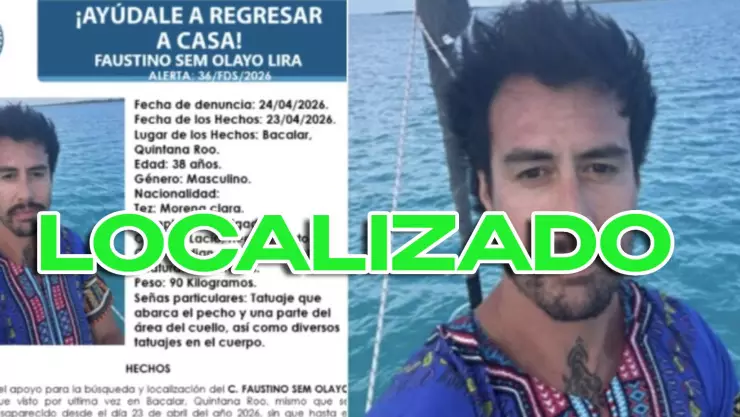 Localizan a Faustino Sem Olayo Lira, poblano desaparecido en Bacalar desde el 23 de abril
