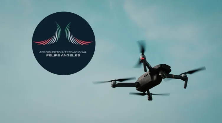 Foto de dron y logo de AIFA.
