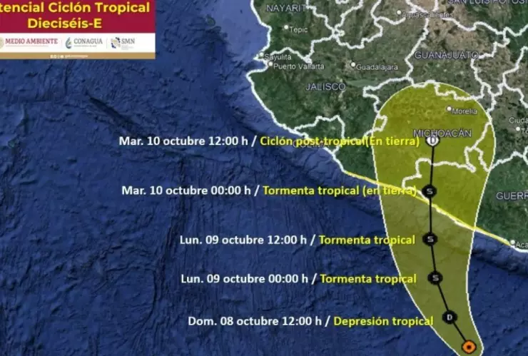 Trayectoria posible ciclón Dieciséis-E
