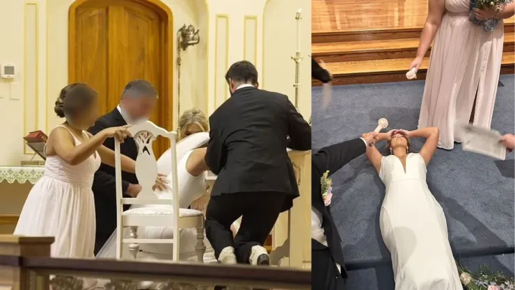 VIDEO: Novia se desmaya al aceptar su compromiso dentro de la iglesia