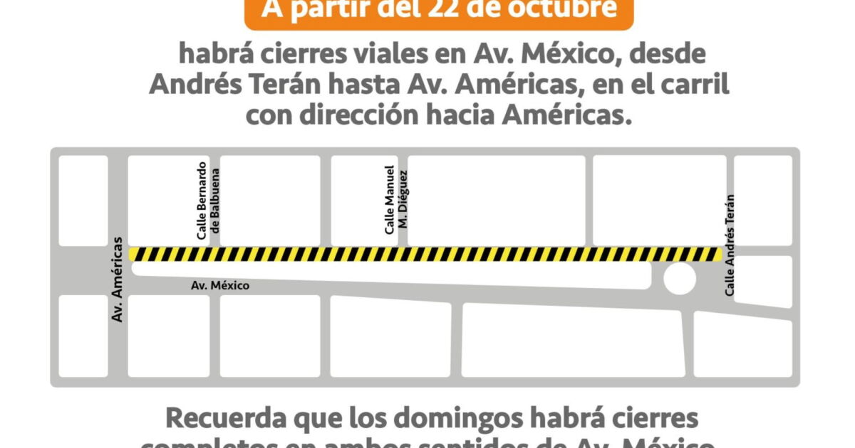 Checka Av Ruta Cierran Av. México por 3 meses en Guadalajara; ¿cuáles son las rutas ...