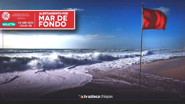 Mar de Fondo en Chiapas con olas de hasta 2 metros hoy 24 de abril de 2025