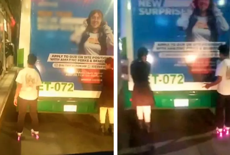 Video de jóvenes patinando en camión en León, Guanajuato