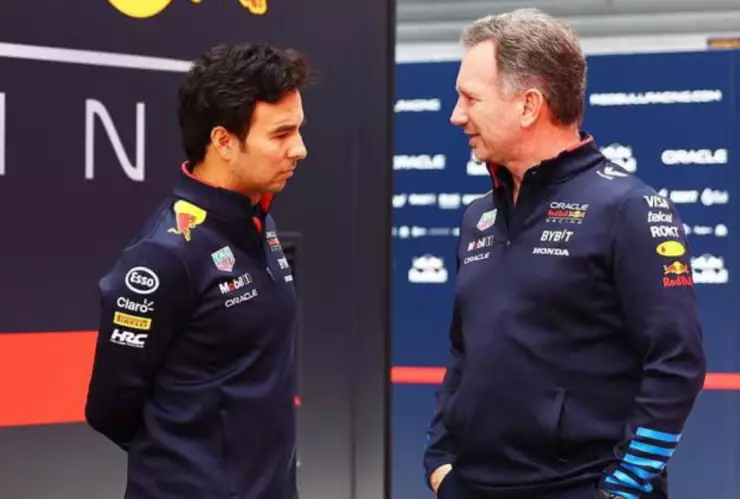 Christian Horner y Checo Pérez