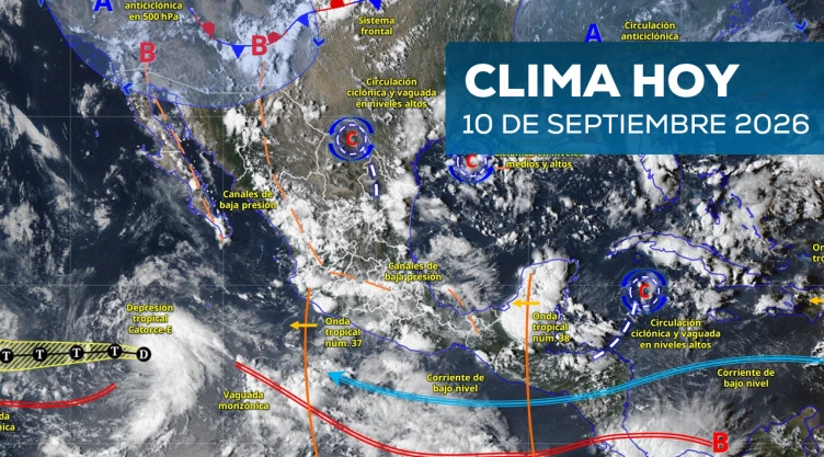 Mapa de México afectado por fenómenos meteorológicos este 10 de septiembre