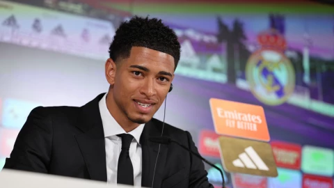 Jude Bellingham en presentaci&oacute;n con Real Madrid