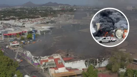Imágenes aéreas del incendio en casino de Culiacán