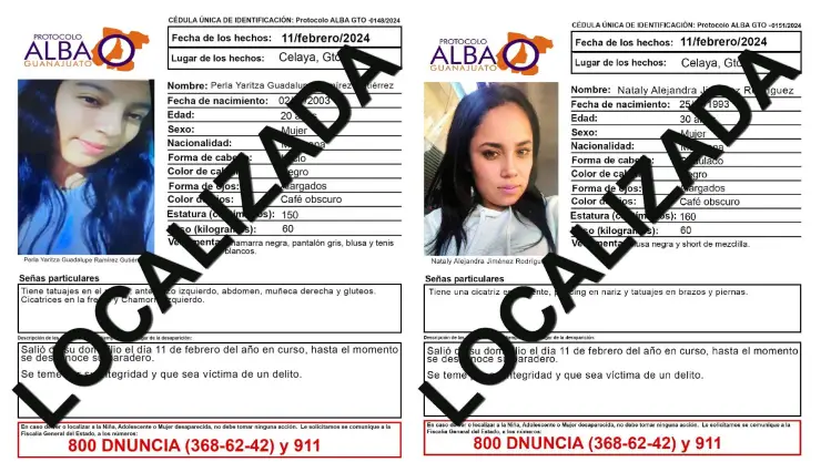 Localizan sin vida a Perla Yaritza y Nataly Alejandra, desaparecidas en Celaya