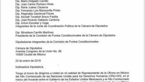 ONU carta diputados