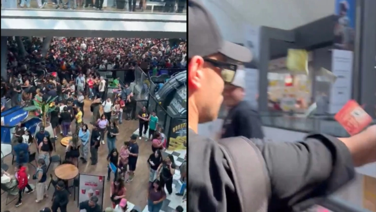 Influencer avienta billetes en plaza comercial en Chile, 4 de abril de 2026.