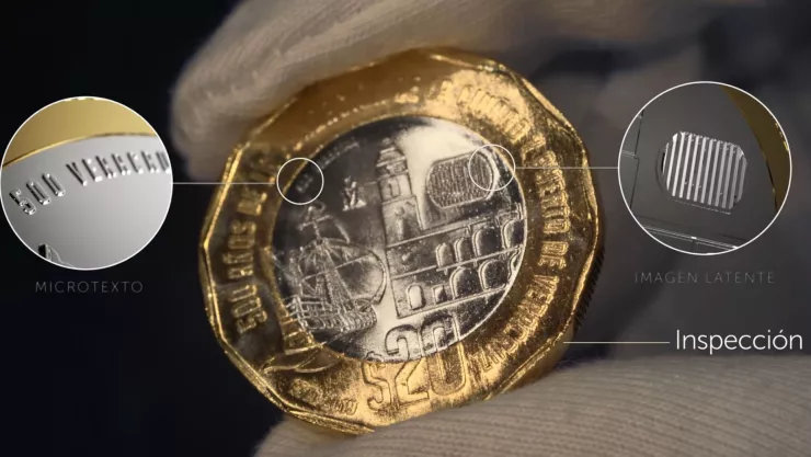 Un moneda de 20 pesos conmemorativa de los 500 años de la fundación de la ciudad y puerto de Veracruz