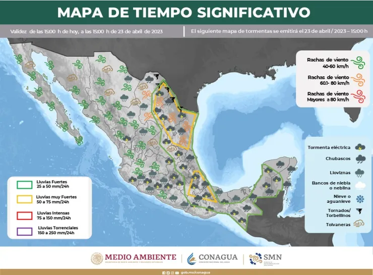 Clima en México 23 de abril