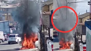 Fuego consume automóvil frente a tienda en Tijuana: vecinos alertan a las autoridades