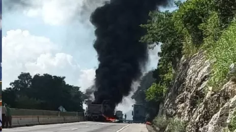 Incendio en autopista de Veracruz