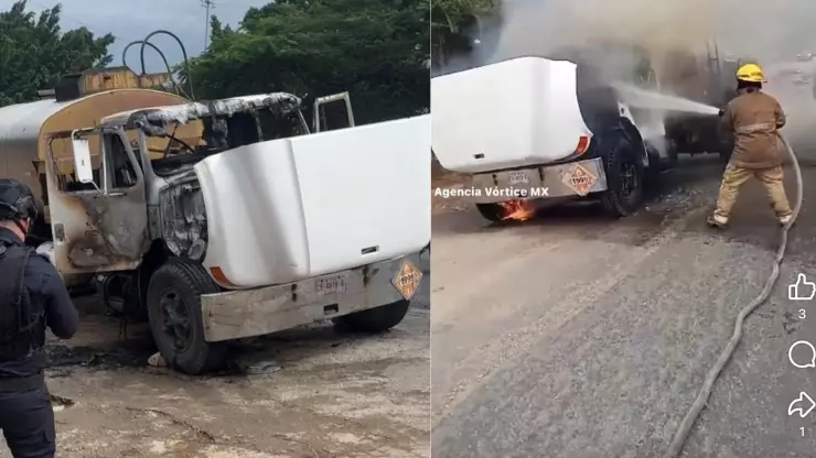 Pipa arde en llamas sobre el Libramiento Norte ¡Busque rutas alternas intenso tráfico en Tuxtla Gutiérrez!