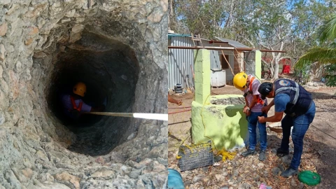 Perrito cae dentro de pozo en Umán–Tebec y lo rescatan