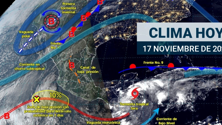 Pronóstico del clima, hoy domingo 17 de noviembre: lluvias, vientos y nieve en estos estados de México