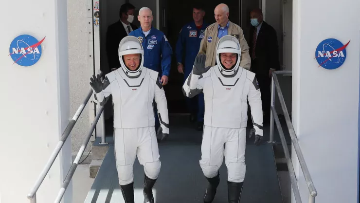 SpaceX Falcon-9 Rocket And Crew Dragon Capsule Launches From Cape Canaveral Sending Astronauts To The International Space Station