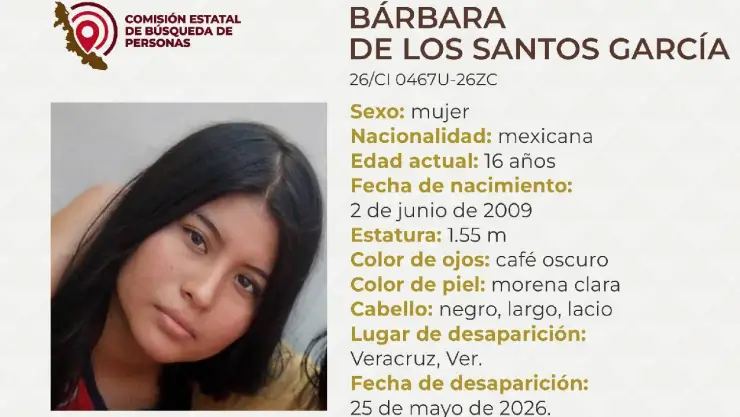¡Alerta! Bárbara de los Santos García, menor desaparecida en Veracruz ¿Qué sabemos de su desaparición?