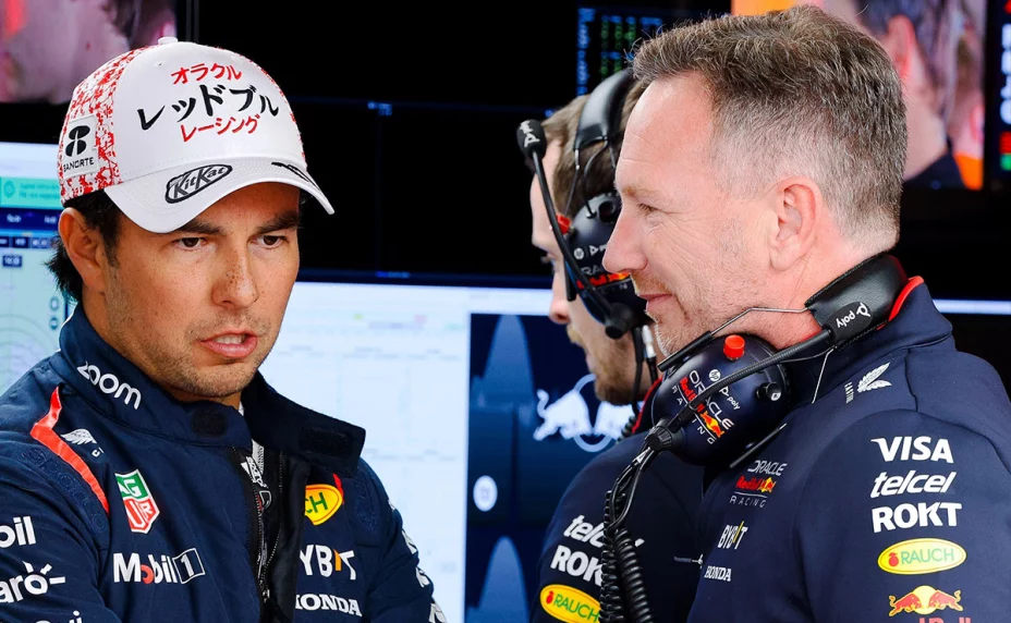 Checo Pérez y Christian Horner