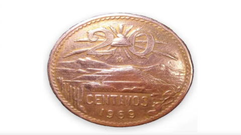 La moneda de 20 centavos de 1969