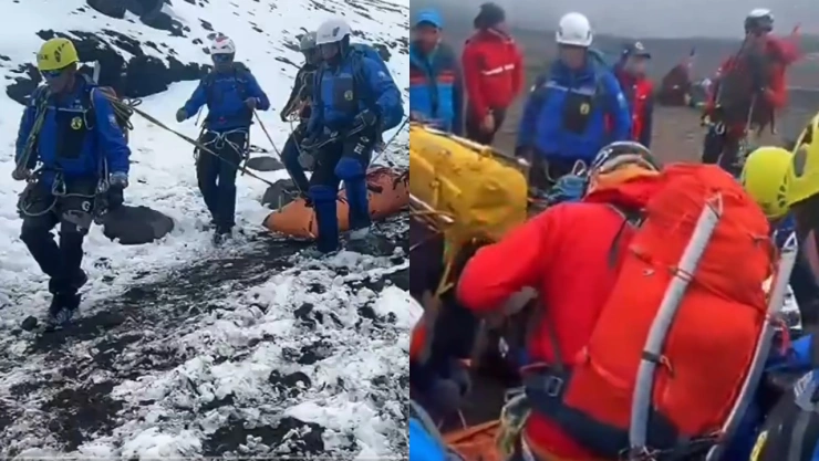 Rescatan a montañistas en el volcán Cotopaxi, Ecuador.