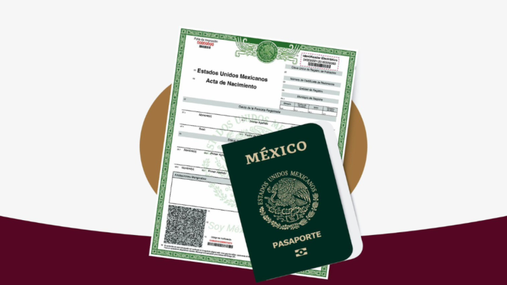 Imágenes de acta de nacimiento y pasaporte mexicano.