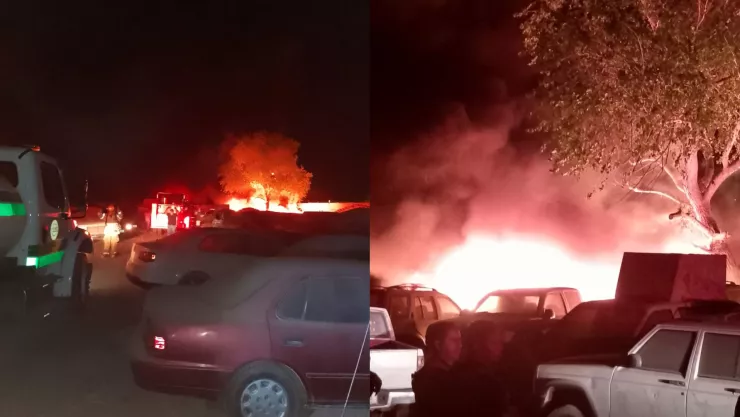 Incendio en pensión de autos en Guasave