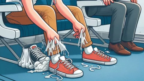 La razón número 1 por la que quitarse los zapatos durante un vuelo no es muy buena idea