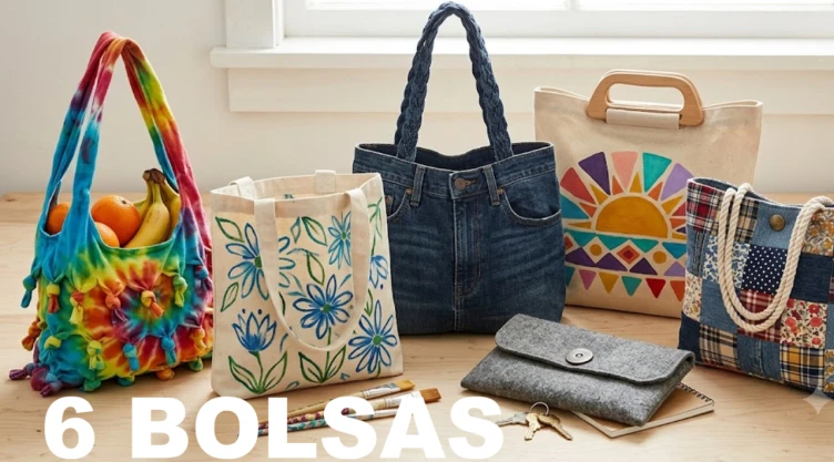 6 bolsas artesanales de tela que puedes hacer en casa sin máquina de coser