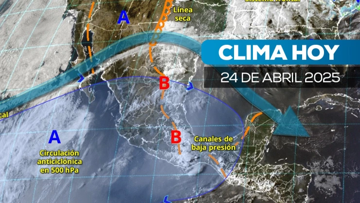 El SMN pronostica lluvias fuertes, tornados y calor extremo en varios estados este 24 de abril.