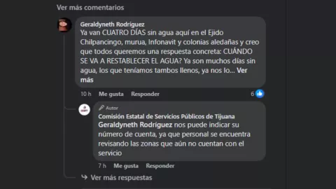 Reclamo sobre la falta de agua